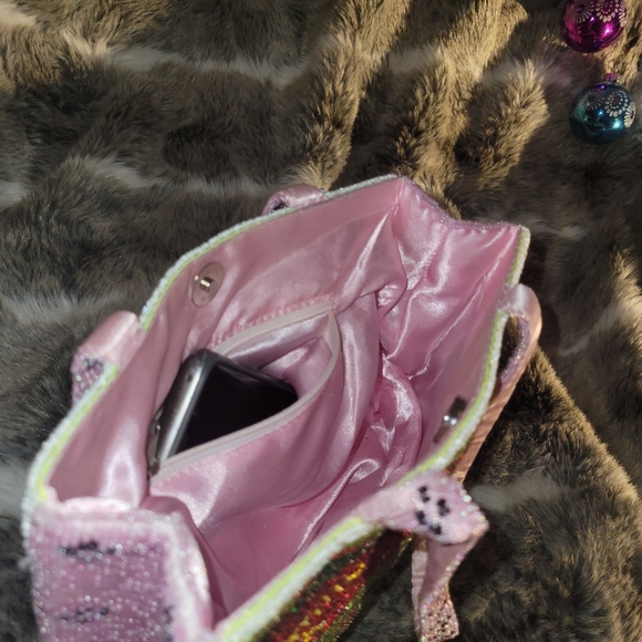 VINTAGE HANDMADE Glass Beaded Purse. Wrigley's Gum Double Mint. Pink - Picture 2 of 8